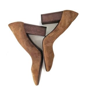 Sapena Pumps Spain Camel Chunky Heel Suede